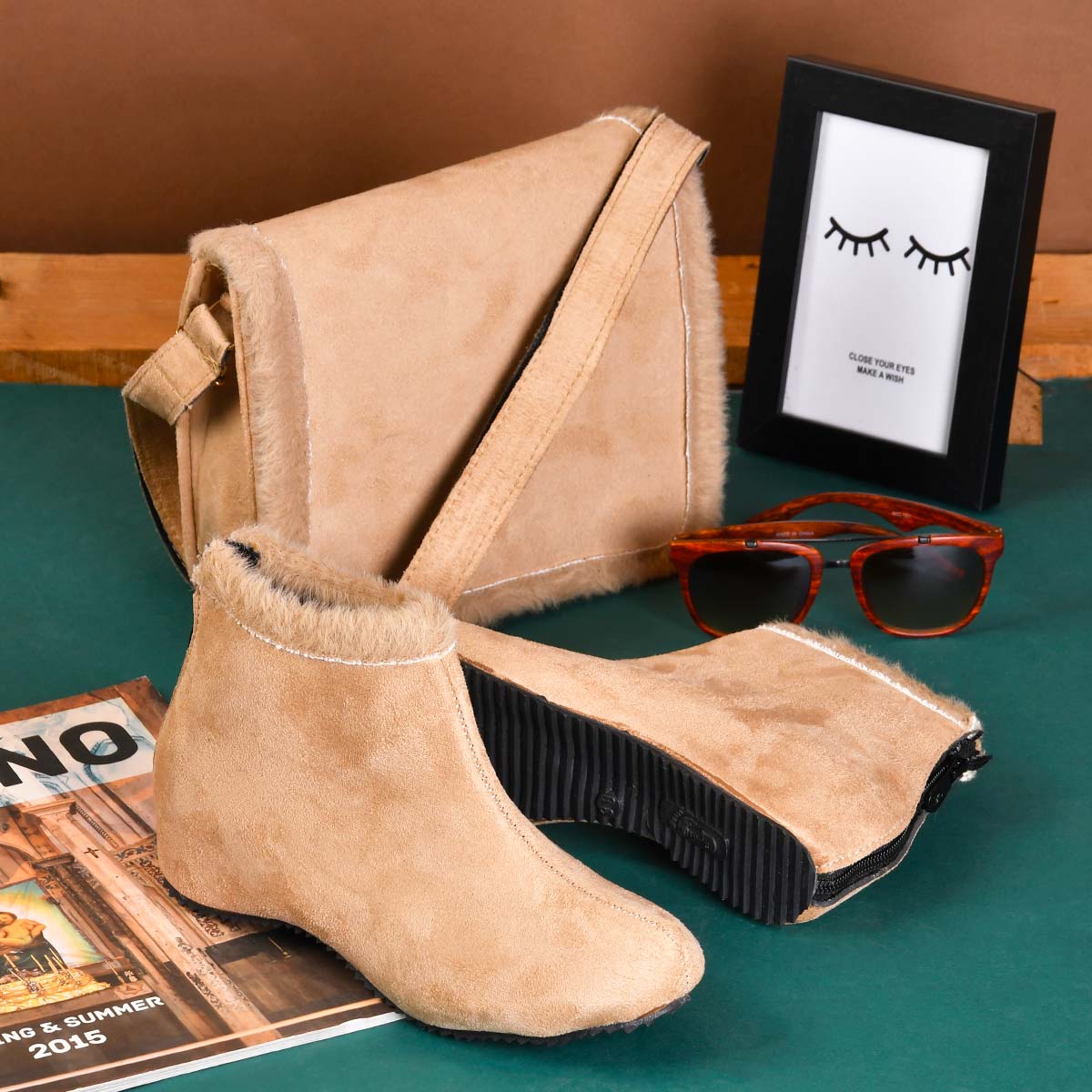 ست کیف و کفش دخترانه ariana کرم