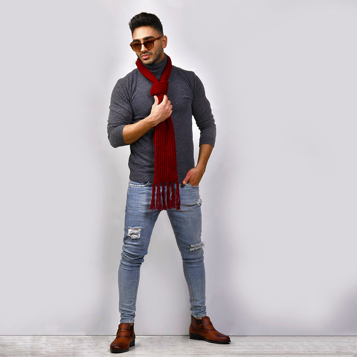 پلیور بافت یقه اسکی مردانه مدل azad