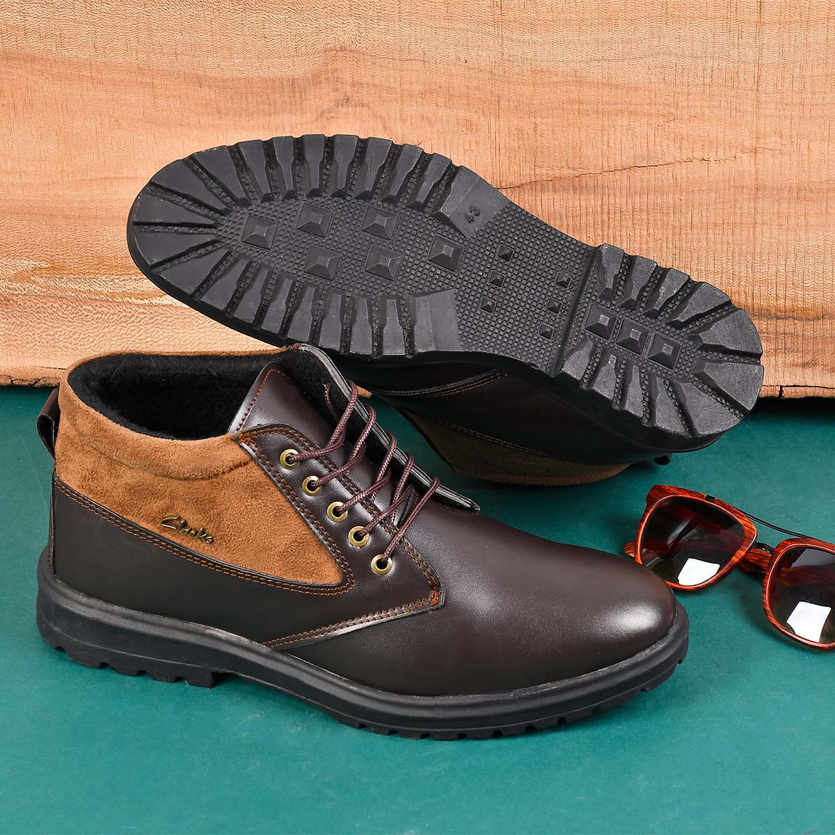 کفش ساقدار مردانه قهوه ای تیره مدل Bonshad