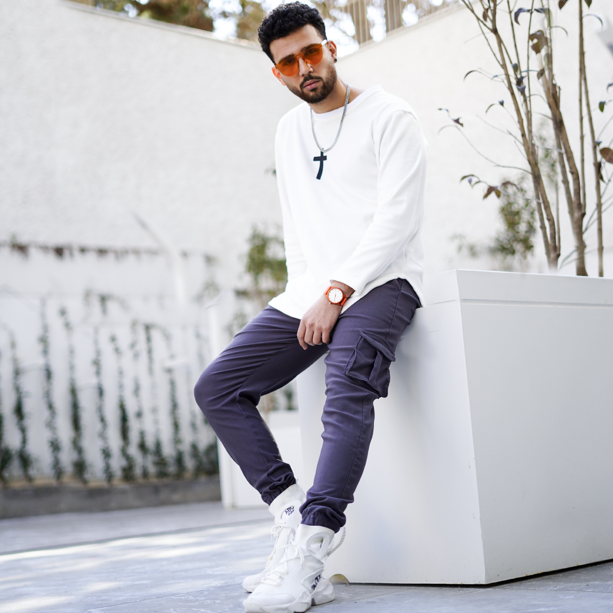 شلوار اسلش طوسی تیره مردانه مدل KOMBO