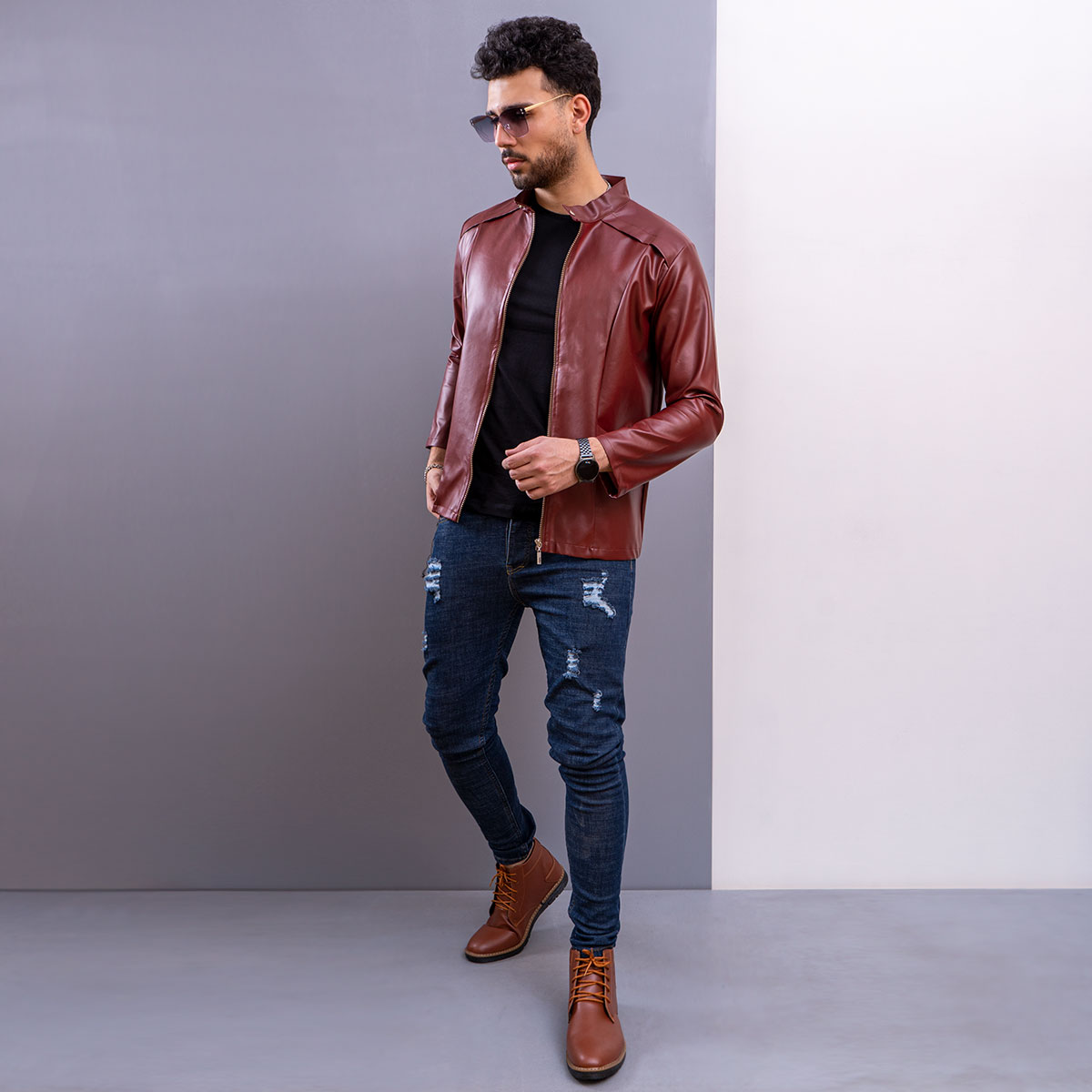 کاپشن چرم مردانه مدل Arshaa