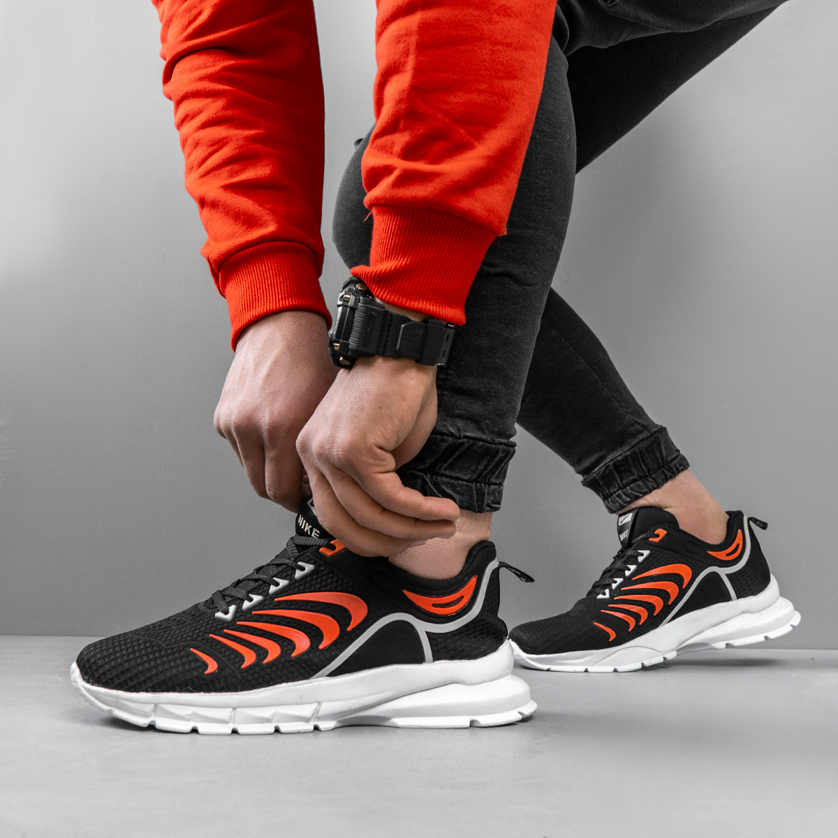 كفش مردانه مدل iham رنگ مشكي نارنجي