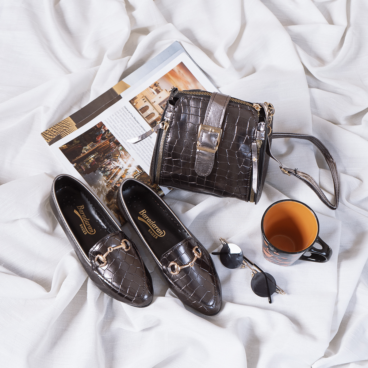 ست كيف و كفش دخترانه رنگ دودي مدلSaylor