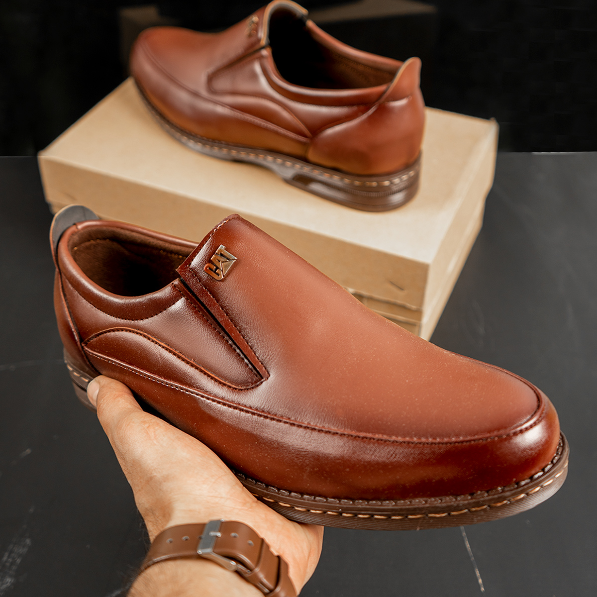 كفش مردانه cat قهوه اي مدل Abit