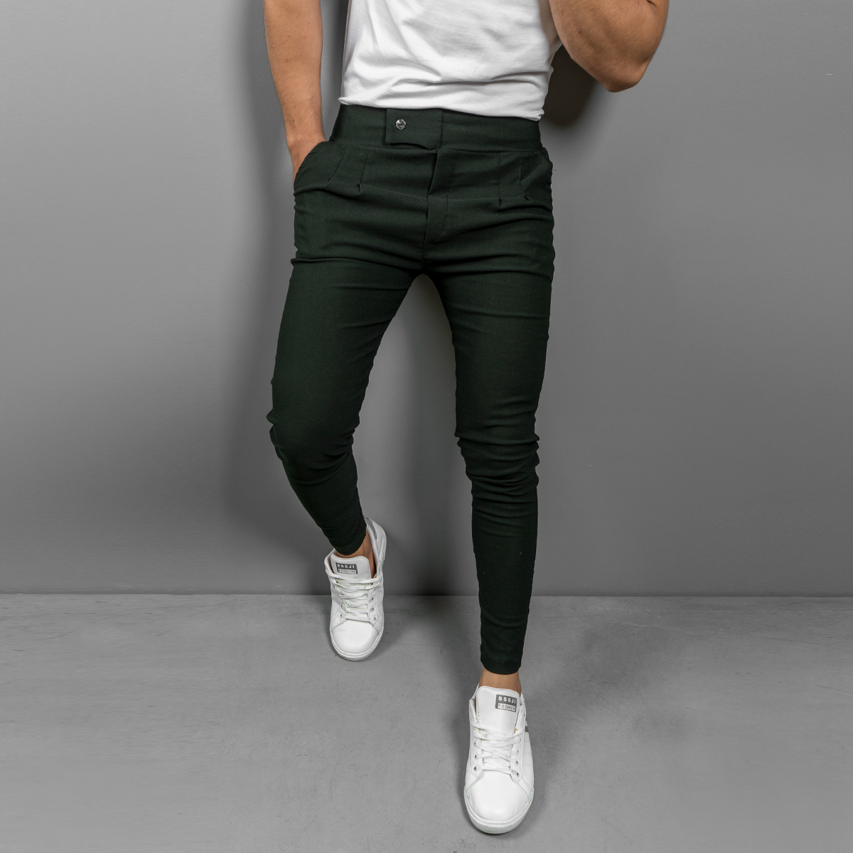 شلوار مردانه سبز یشمی مدل Aflak