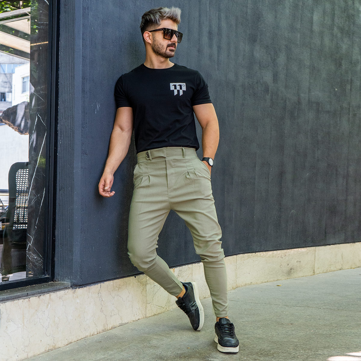 شلوار اسلش کمربندی سبز مردانه مدل Legans(T)