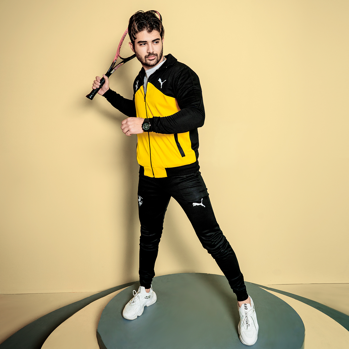 ست سوییشرت شلوار Pumaمردانه مشکی زرد مدلniman