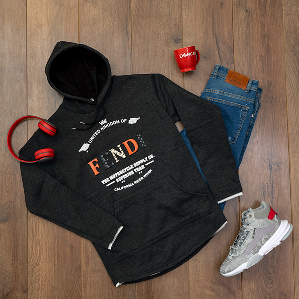 هودی مردانه مدل fendiذغالی