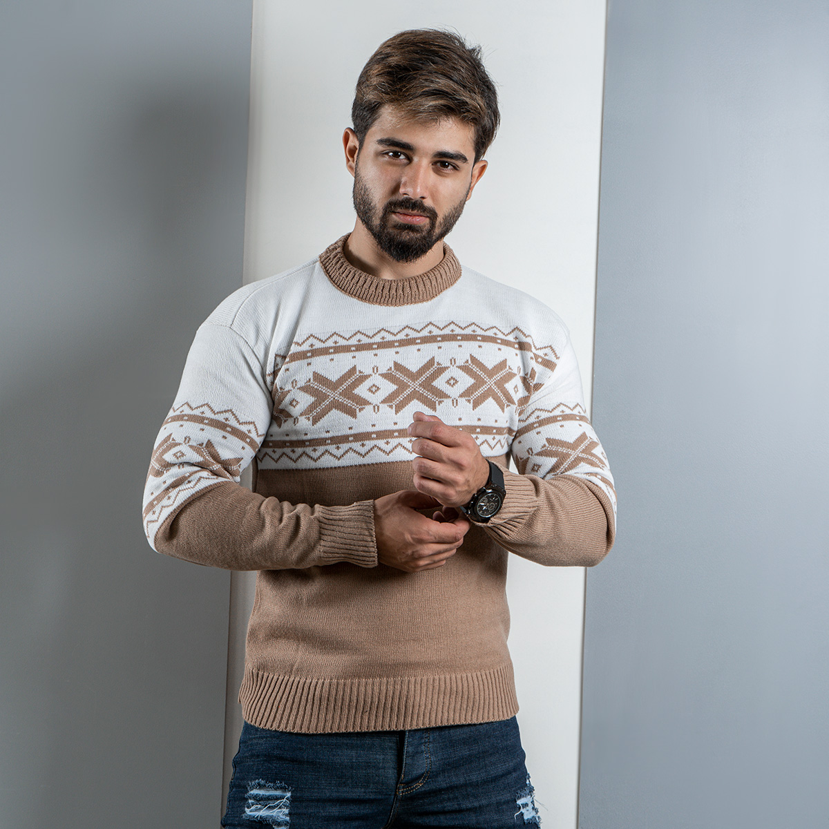 پلیور مردانه (T) کرم مدل Servin