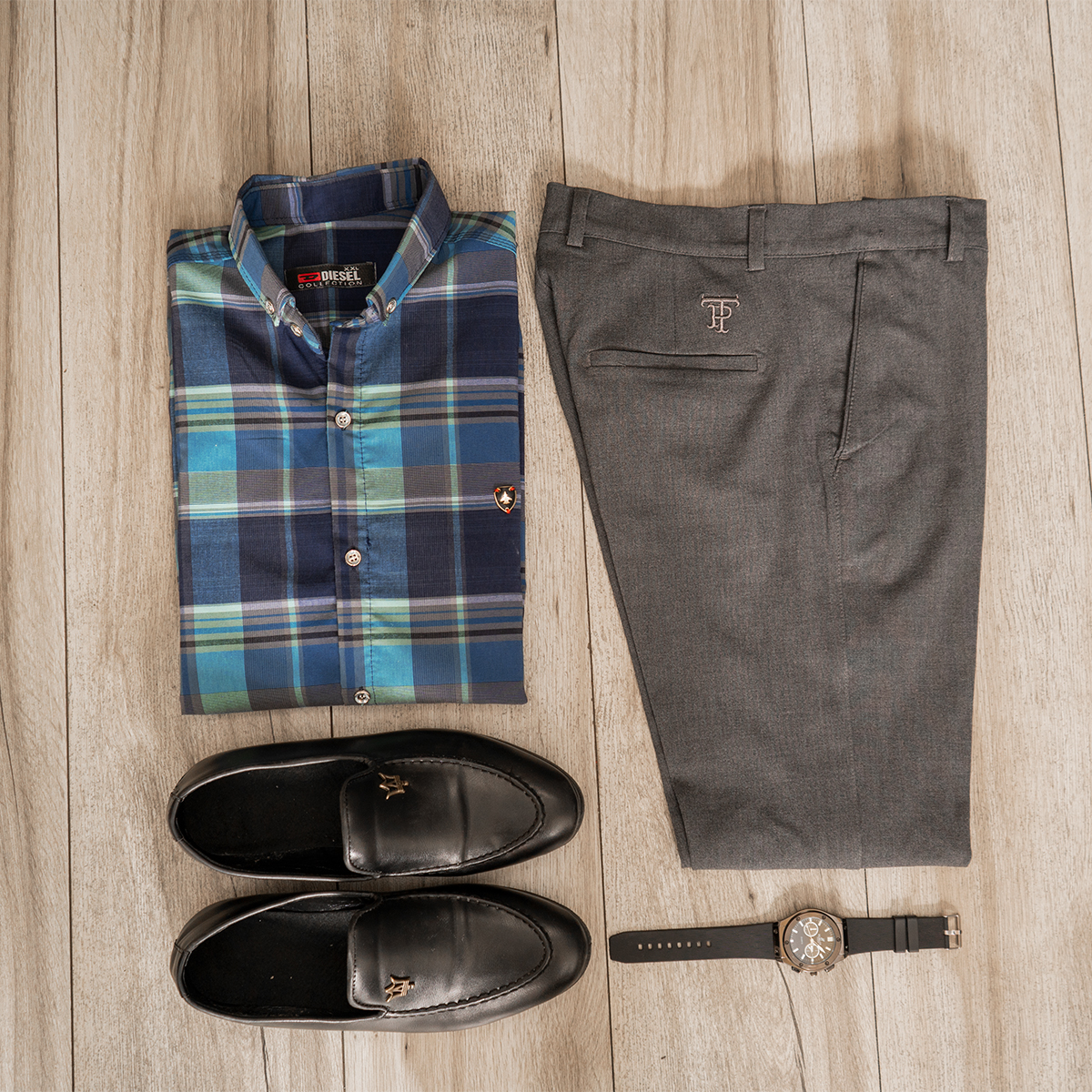 پیراهن مردانه آبی سرمه ای مدل himo