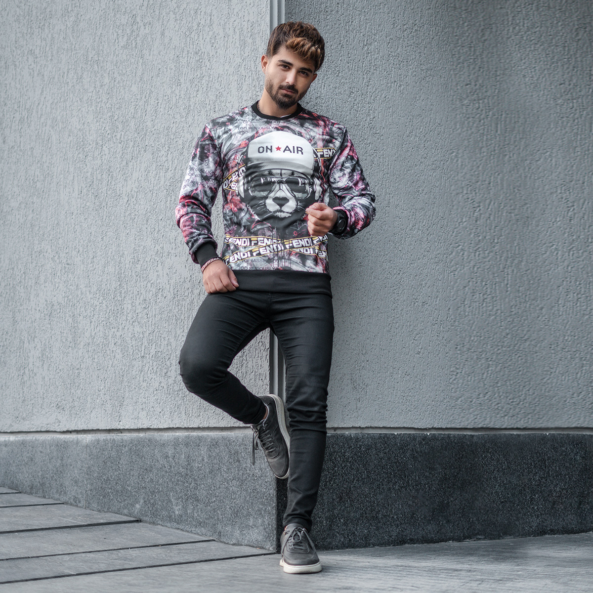 تکپوش مردانه یقه گردمدل گربه