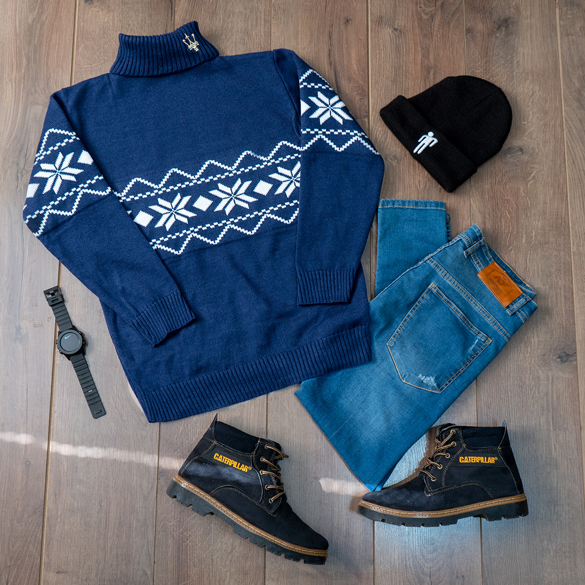 یقه اسکی مردانه سرمه ای مدل Arja