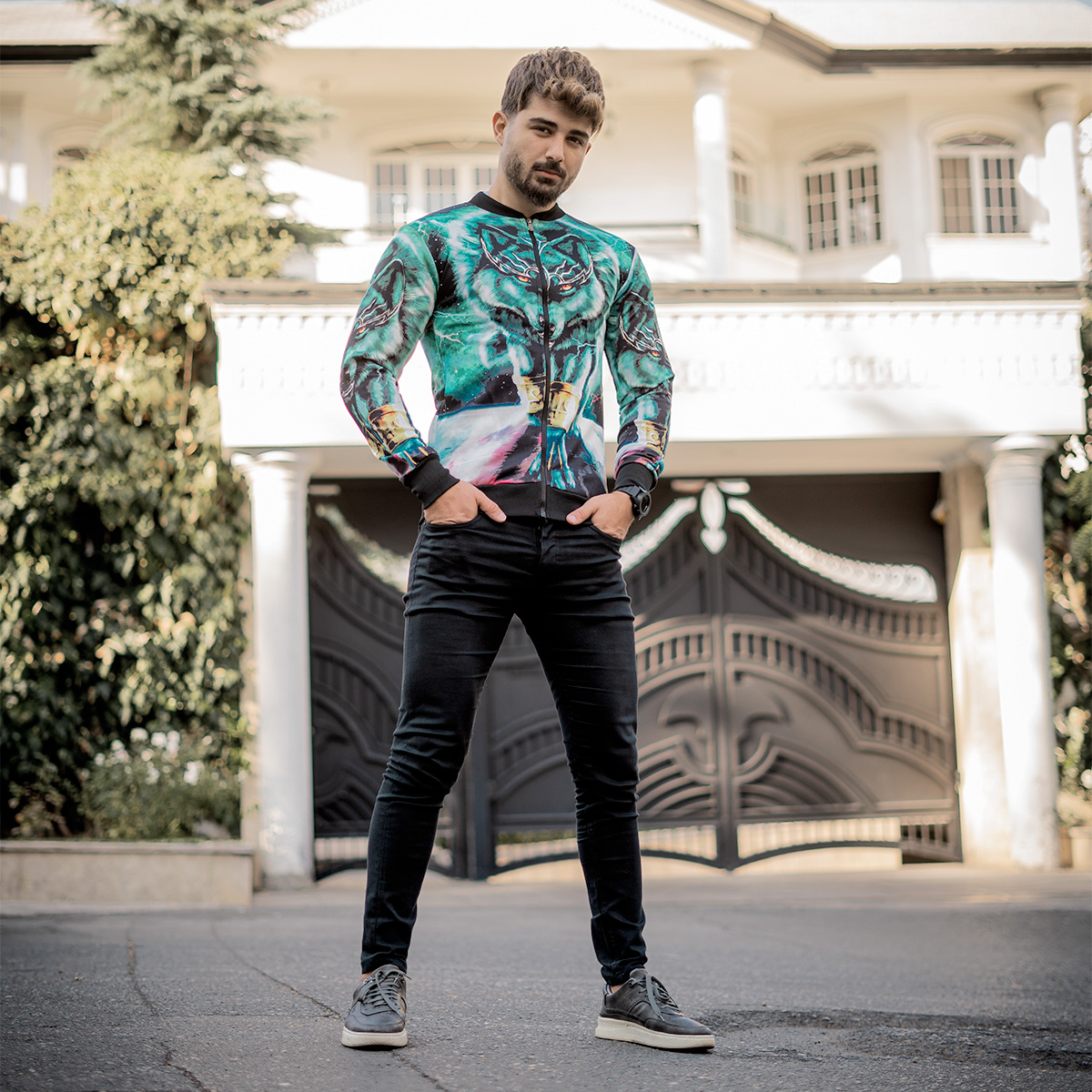 سوییشرت مردانه طرح گرگ مدل L712