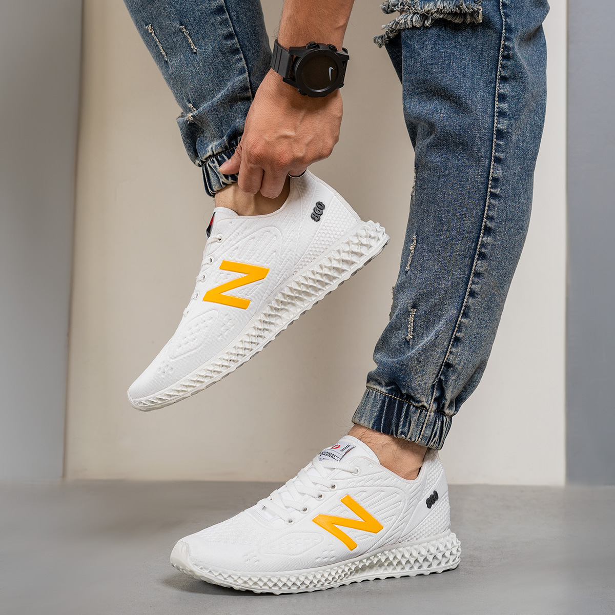کفش ورزشی (T) نیوبالانس سفید زرد مردانه مدل Mani