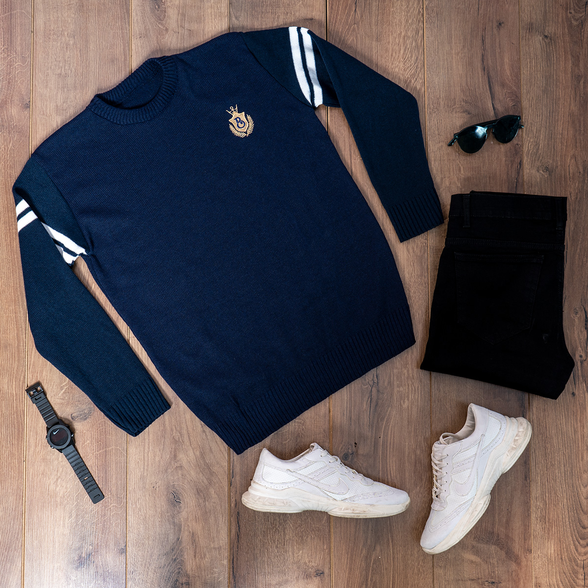 پلیور مردانه سرمه ای مدل Akar