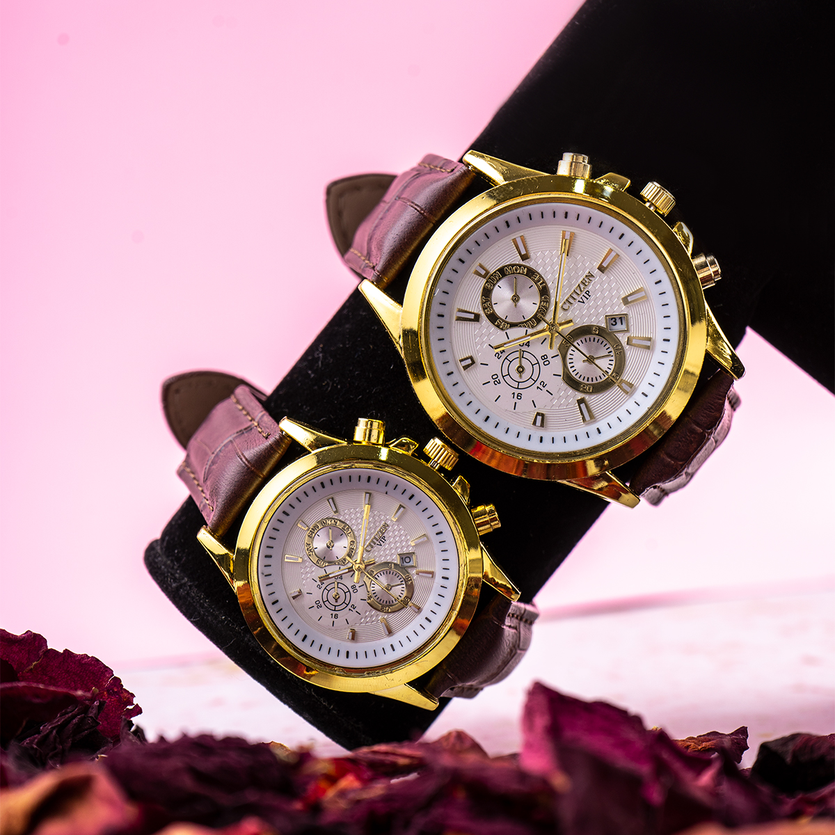 ست ساعت Citizen قهوه ای طرحدار مدلZ12