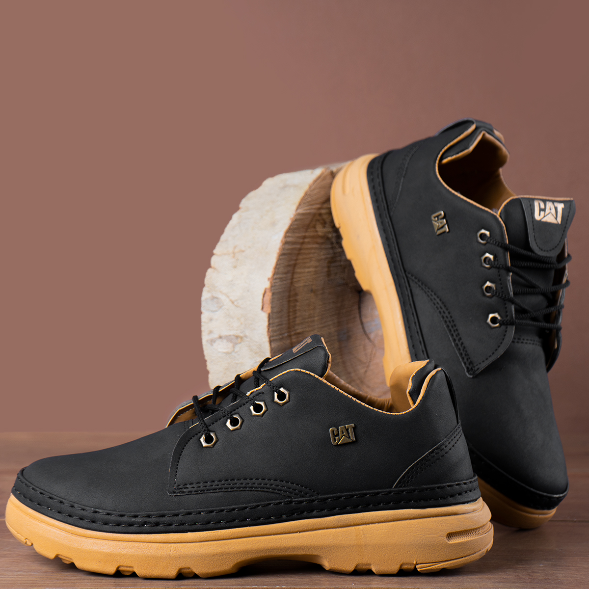 کفش تخت CAT مشکی مردانه مدل Magno