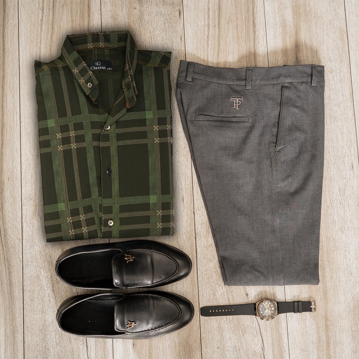 پیراهن مردانه چهارخونه سبز مدلexo