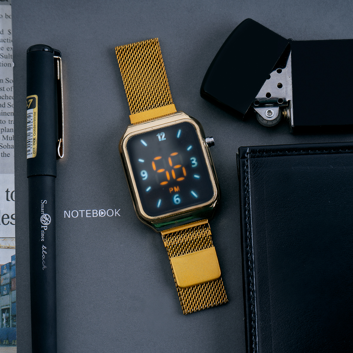 ساعت LED طلایی مدل K99