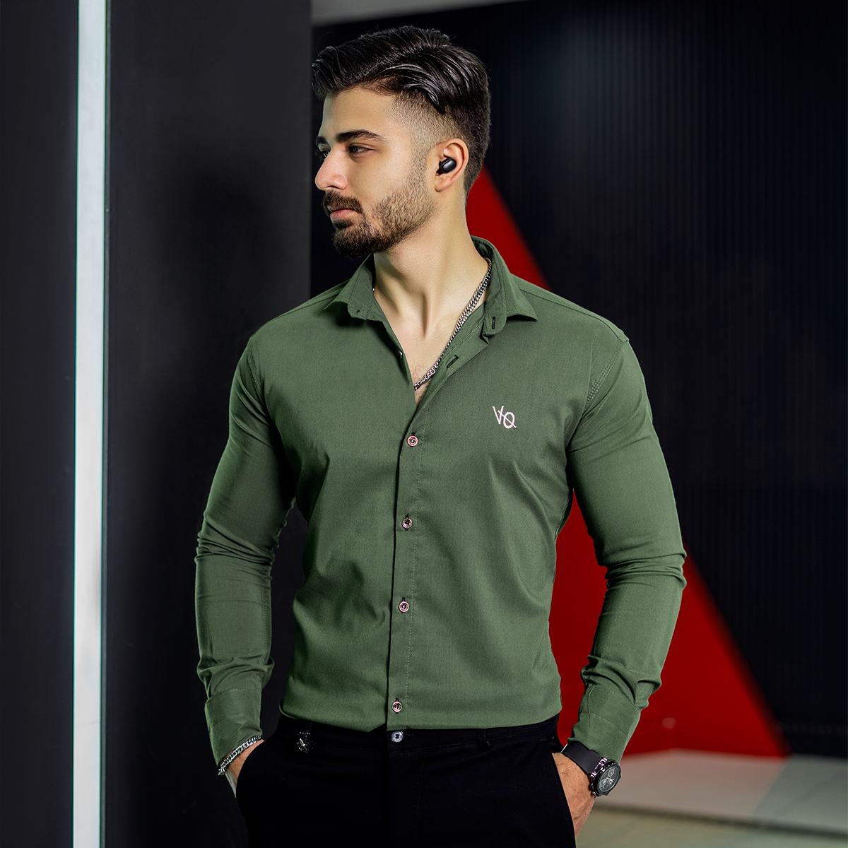 پیراهن مردانه سبزمدل VQ