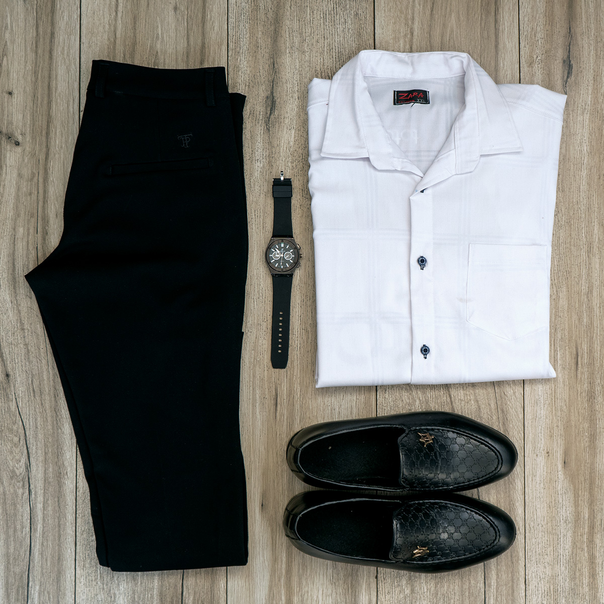 پیراهن مردانه چهارخونه سفید مدل Ravin