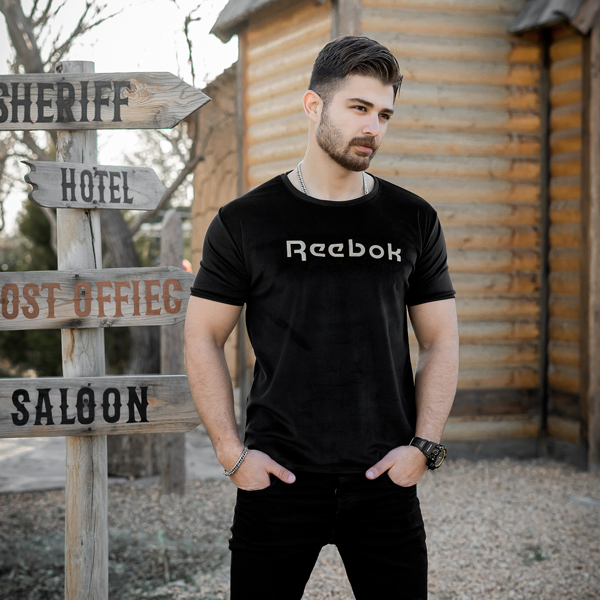 تیشرت مخمل مردانه مدل Reebok