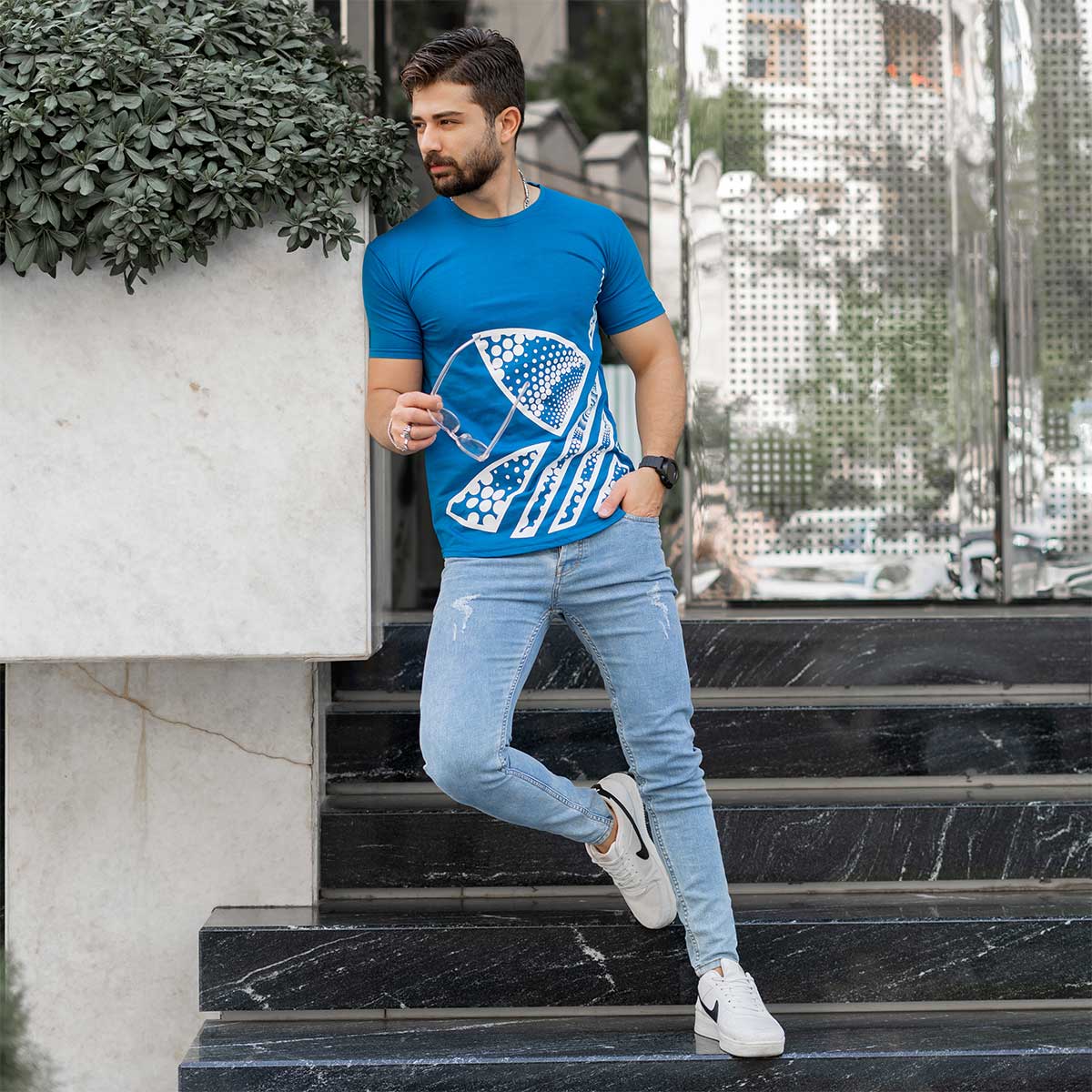 تیشرت آدیداس آبی مردانه مدل TIVAL