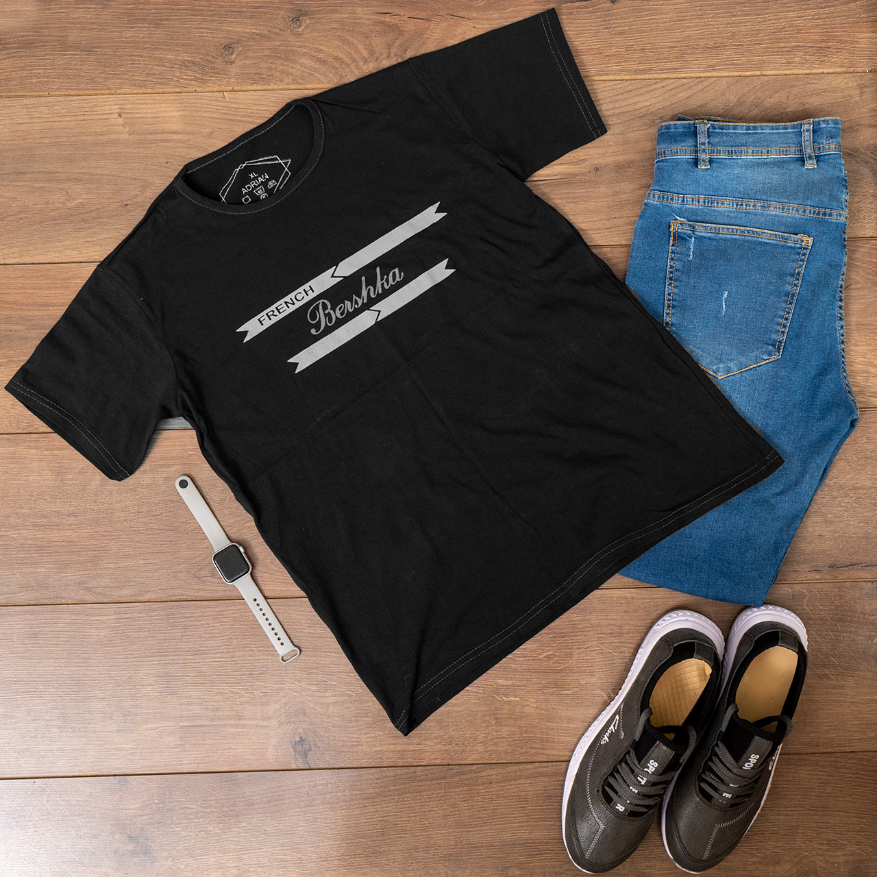 تیشرت مردانه مشکی (T) مدل FRENCH