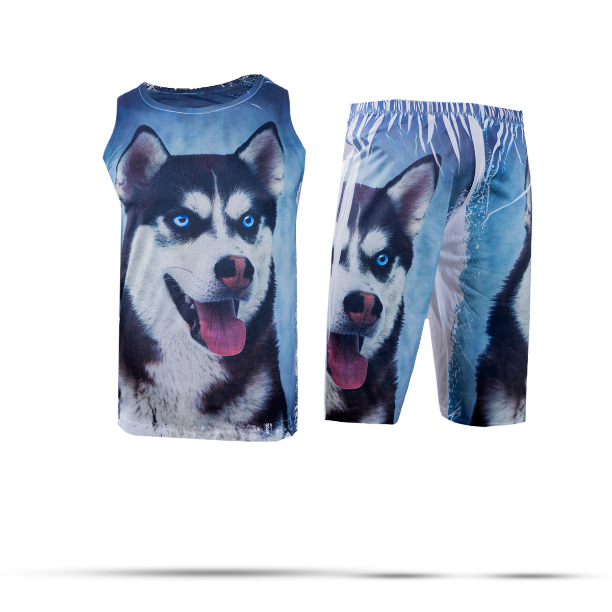 ست رکابی شلوارک آبی مردانه مدل Husky