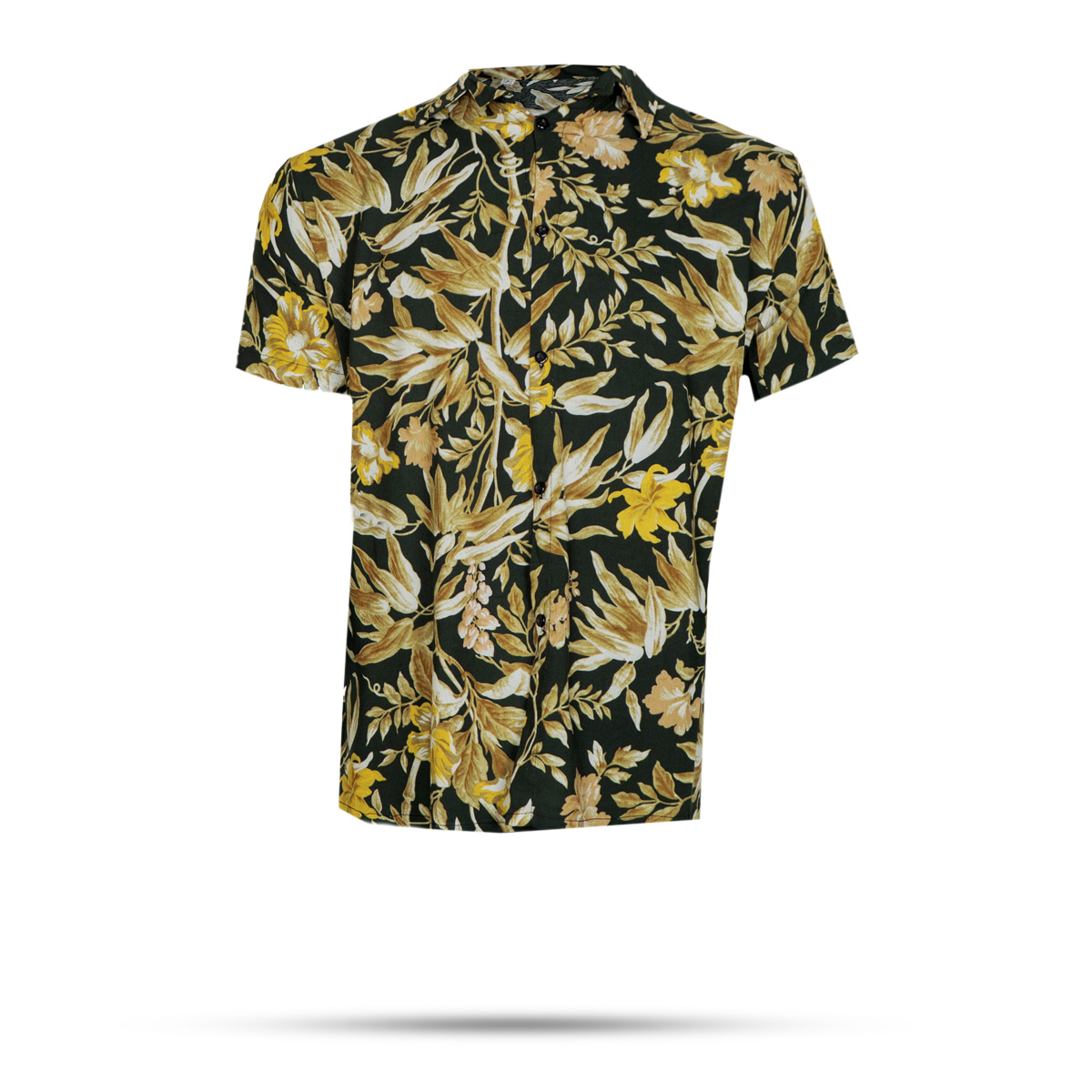 پیراهن هاوایی مردانه گل زرد مدل p7