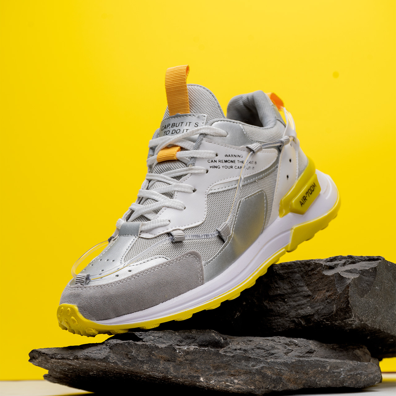 کفش ورزشی نایک طوسی زرد مردانه Zoom 700