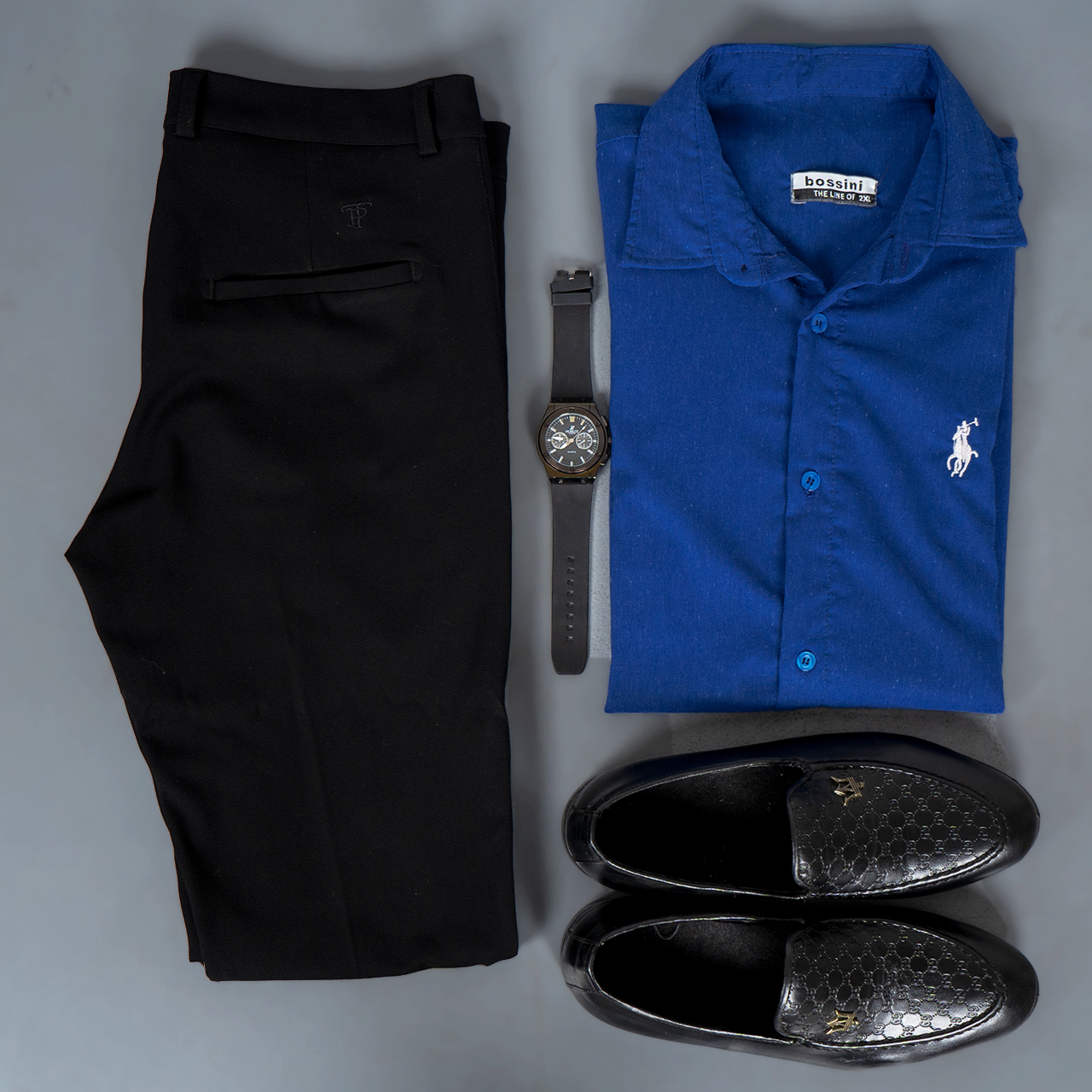 پیراهن مردانه آبی کاربنی مدل VQ