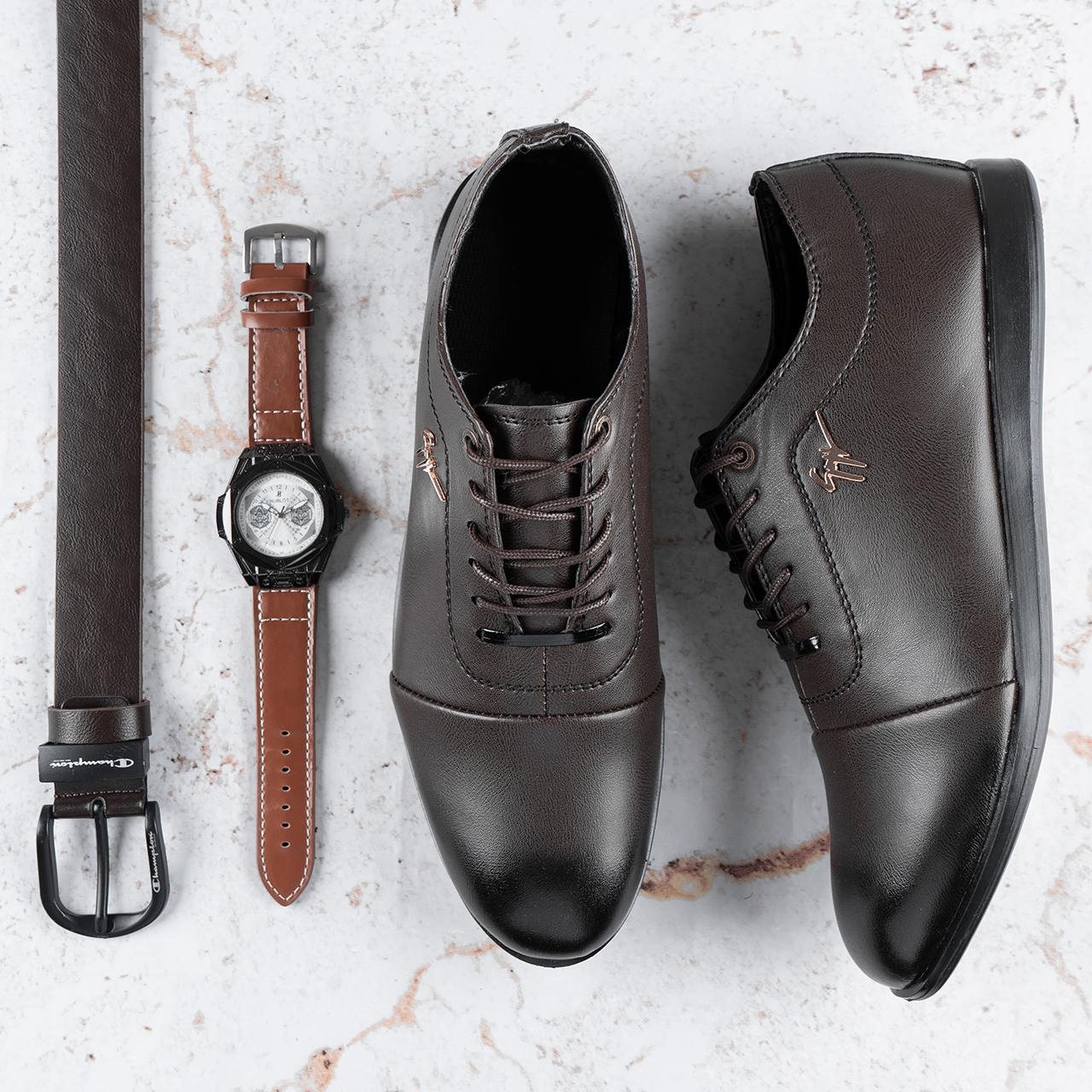 کفش تخت مردانه قهوه ای مدل Adrin