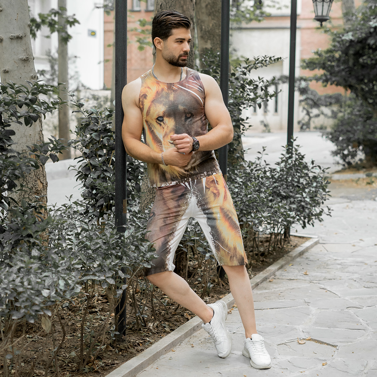 دو تا ست رکابی شلوارک طرح شیر مدل C28