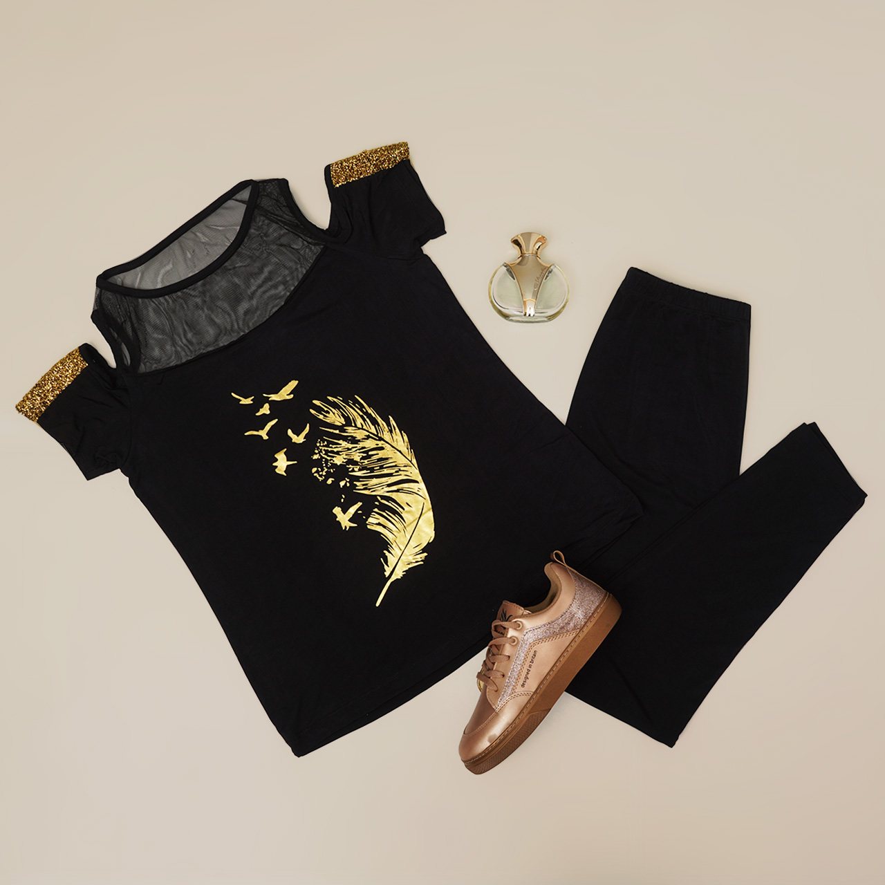 ست بلوز شلوار دخترانه طرح پر مدل Serin