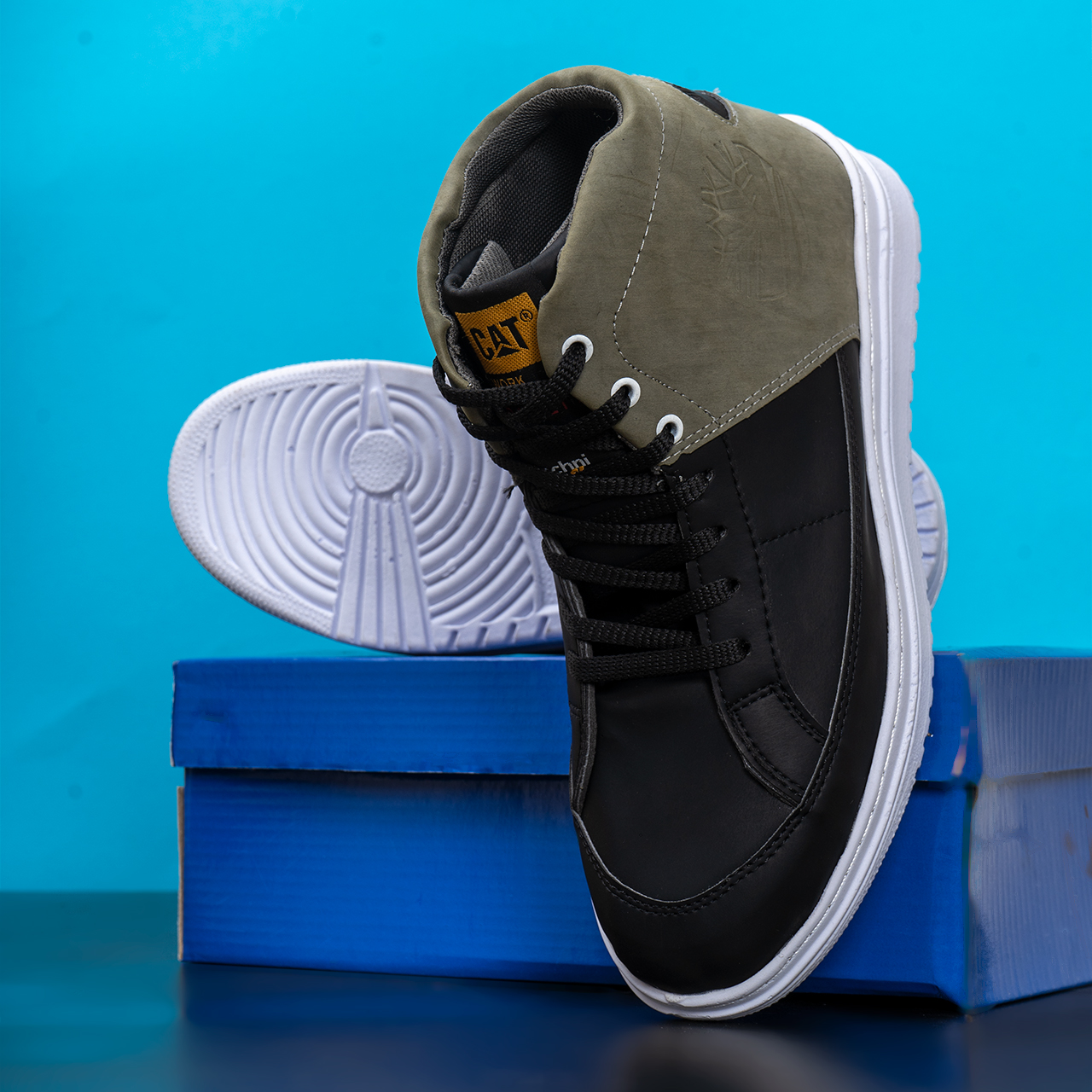 کفش ساقدار مردانه مشکی طوسی مدل R88