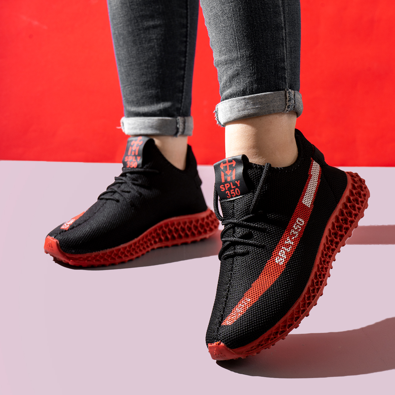 کفش ورزشی SPLY350 مشکی قرمز زنانه مدلYogi