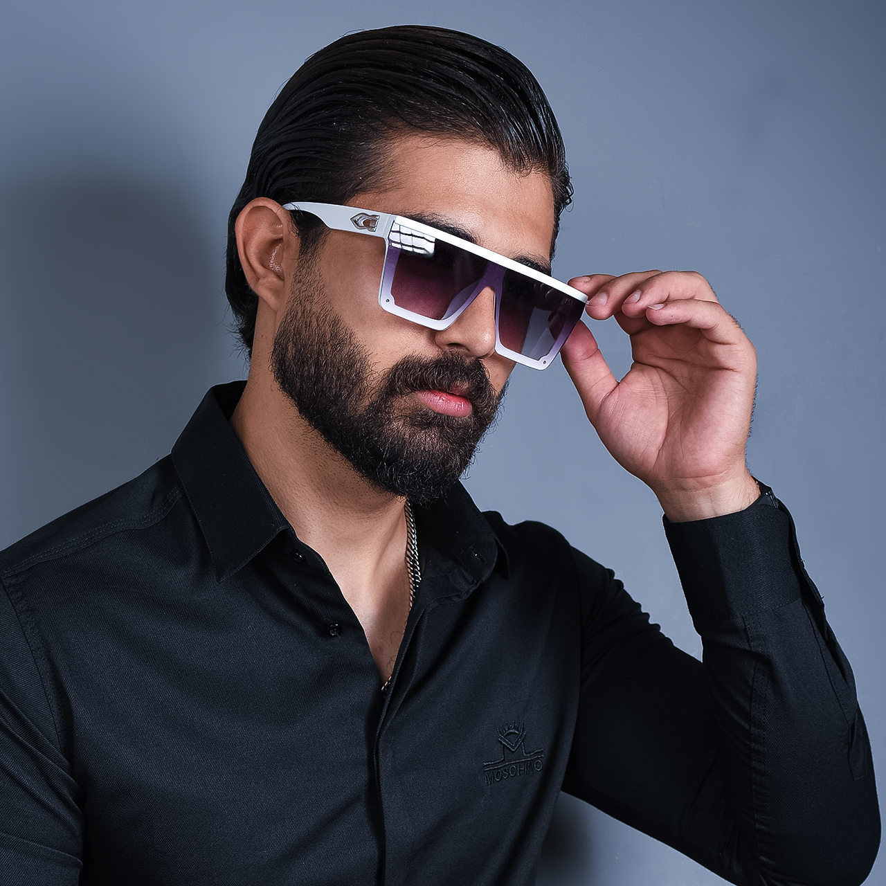 عینک دودی سفید مدل ysl