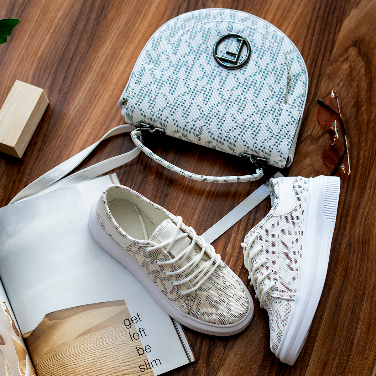 ست کیف و کفش سفید دخترانه مدلX57