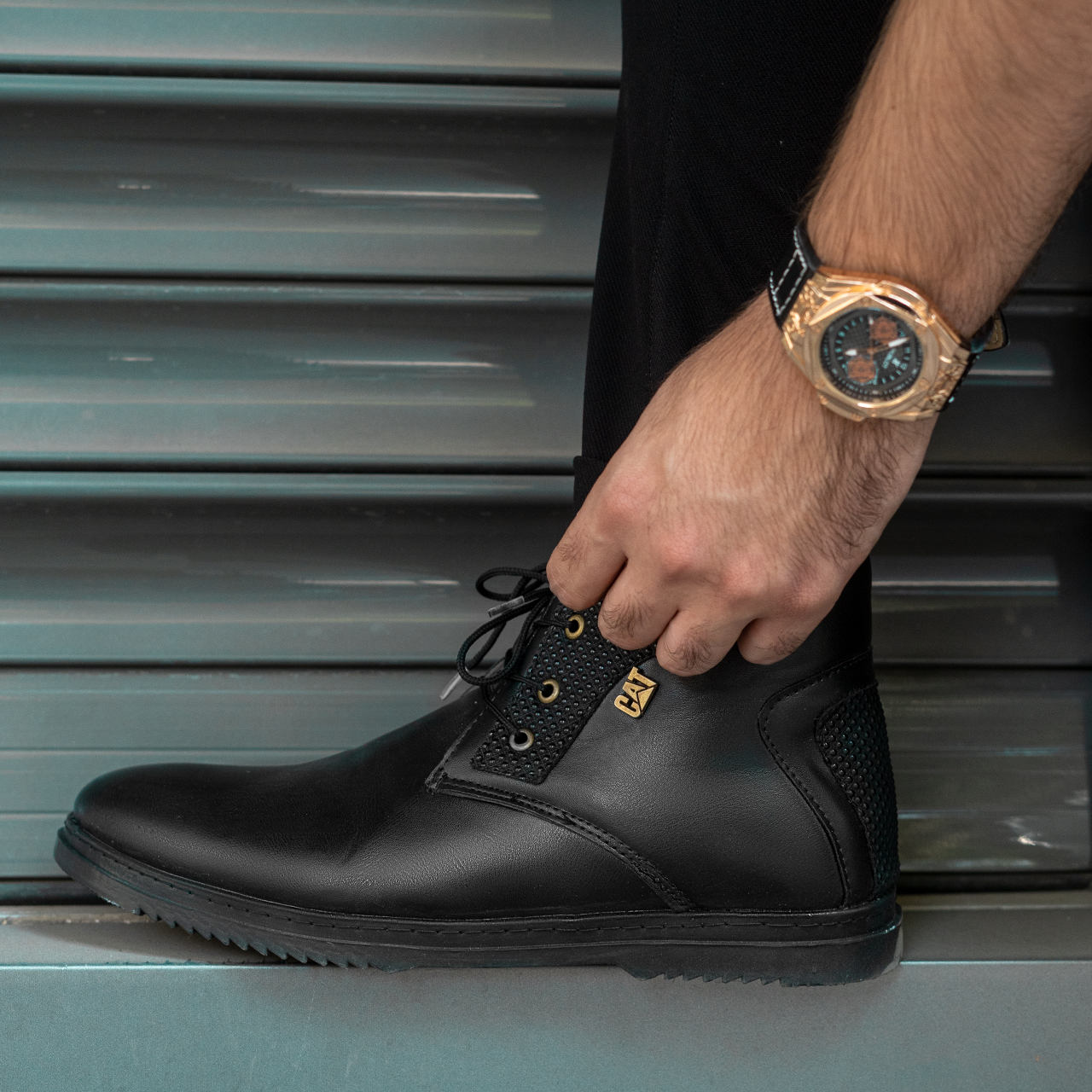 نیم بوت CAT مردانه مشکی مدلCatano