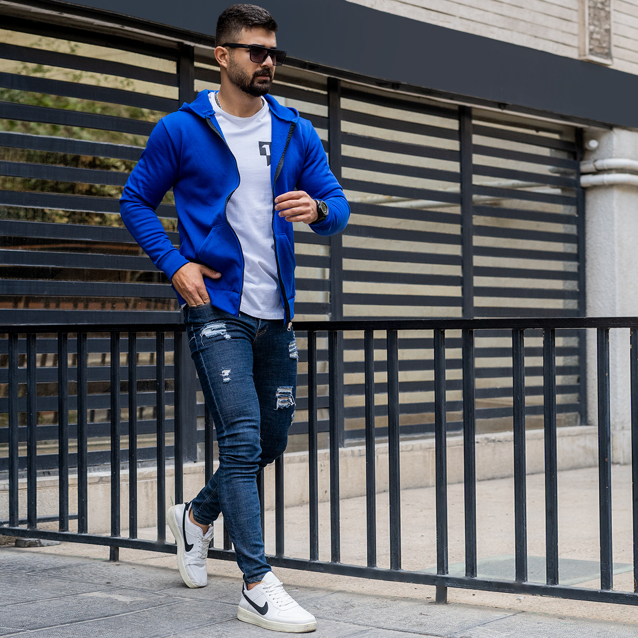 سوییشرت آبی مردانه مدل sabin