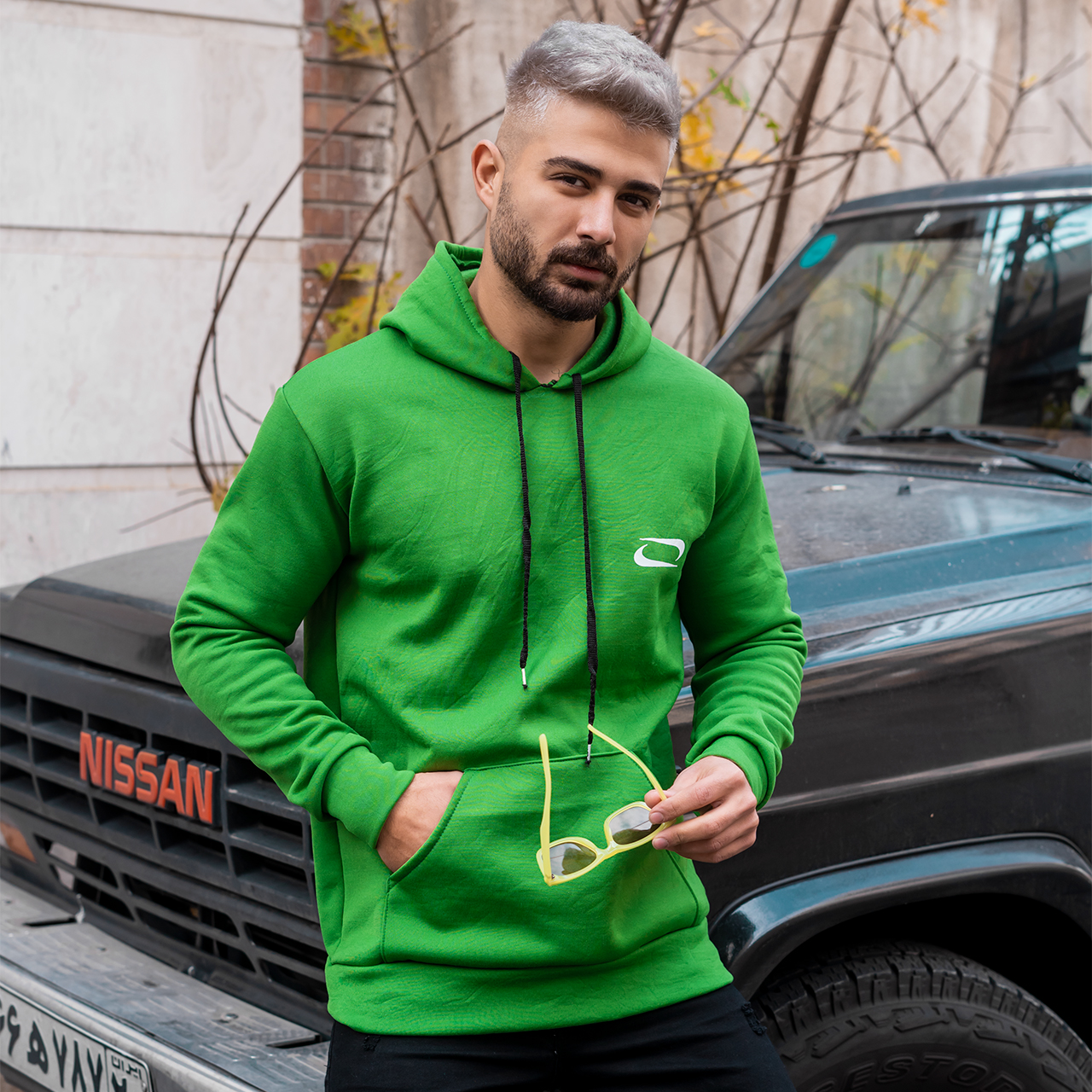 هودی مردانه نایک سبز مدل Zanko