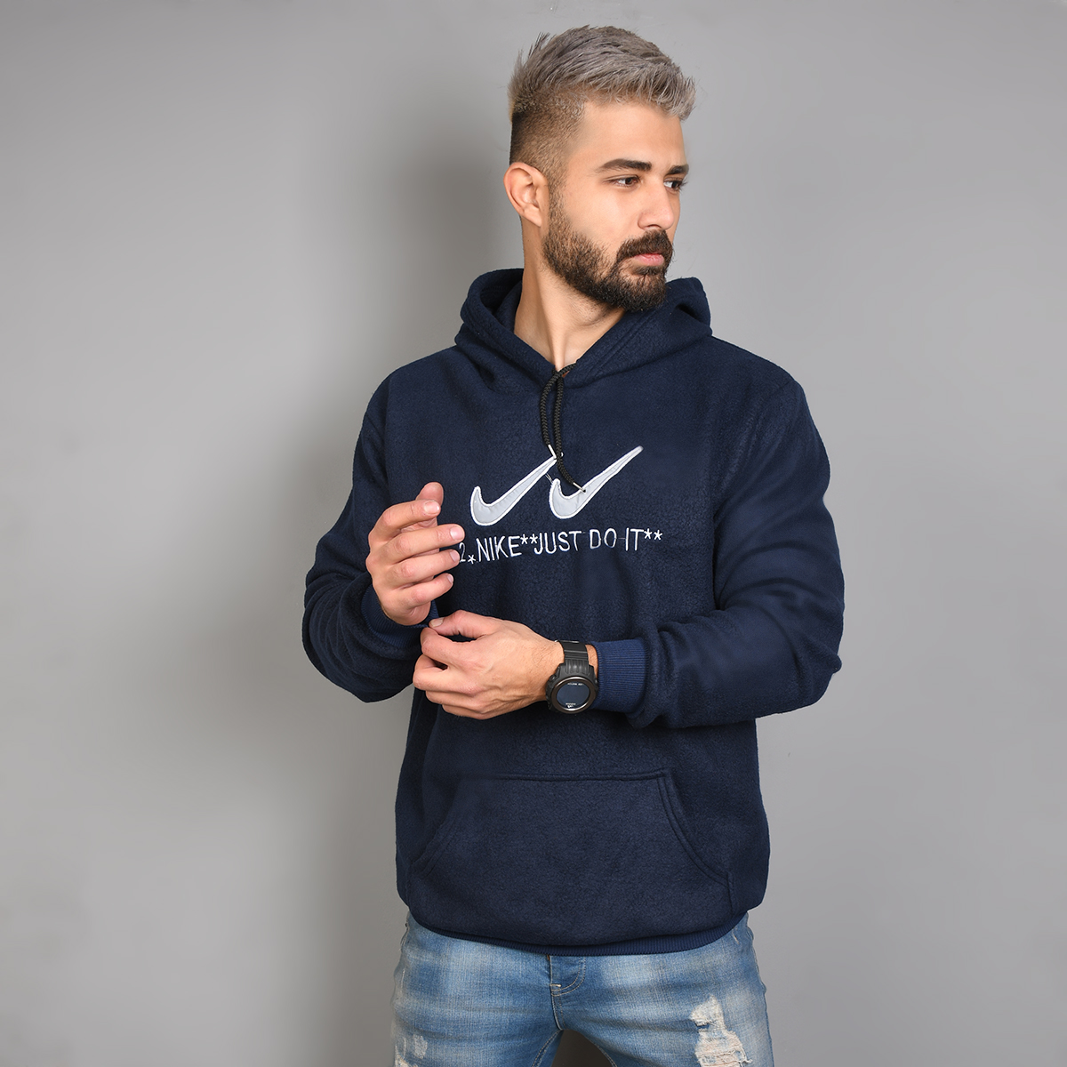 هودی مردانه سرمه ای 2Nike مدل kavalo