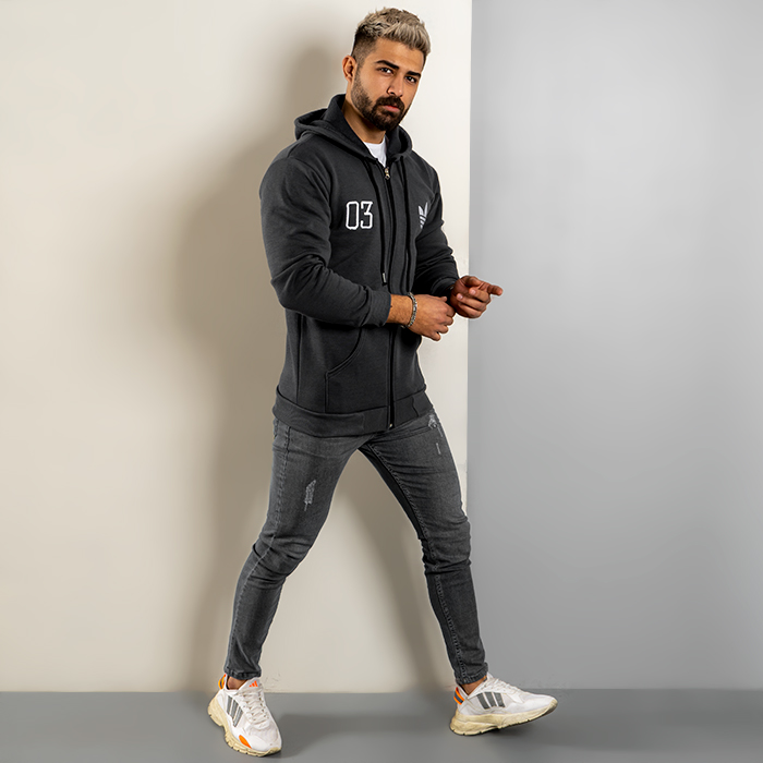 سوییشرت مردانه طوسی مدل Adidas 03