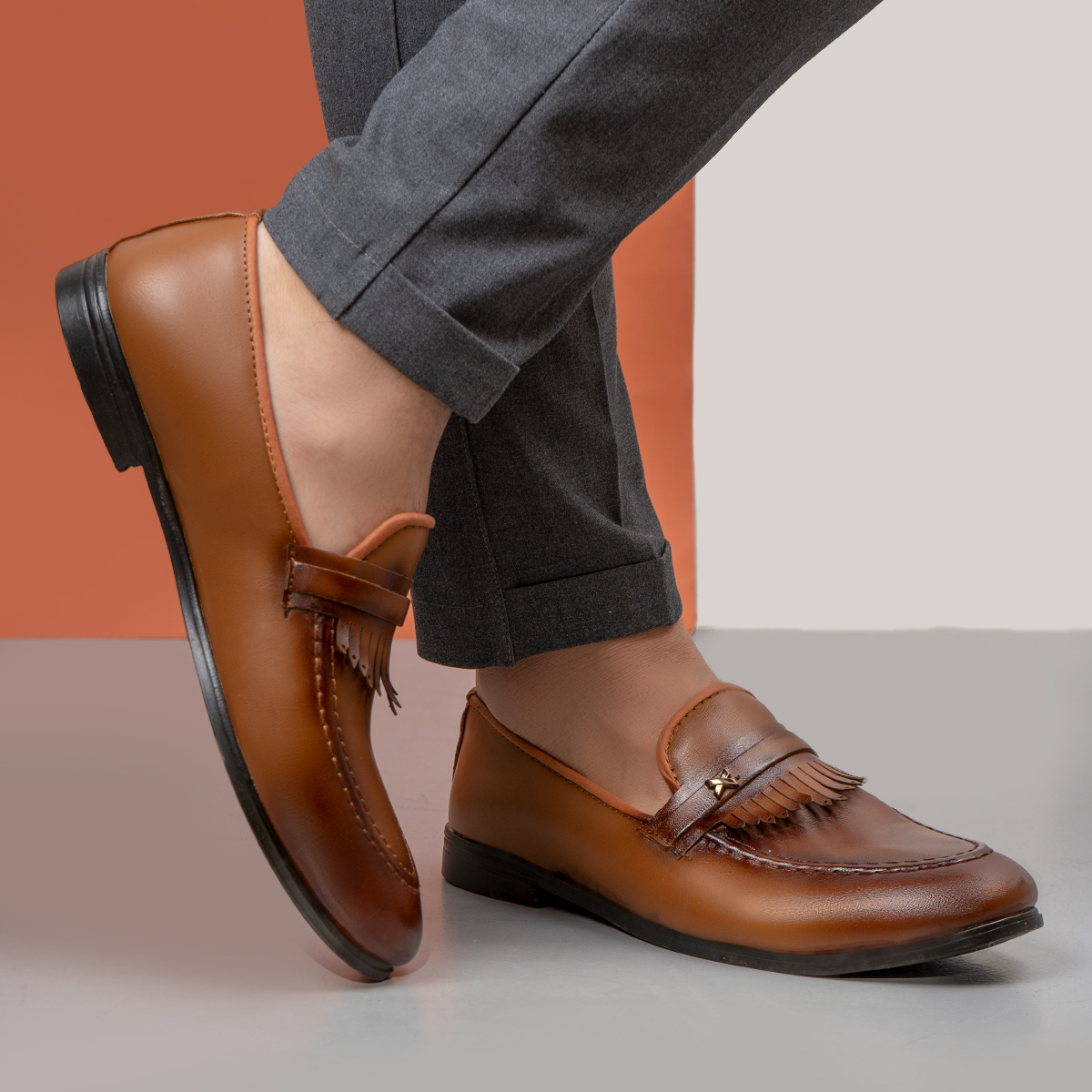 کفش کالج مردانه عسلی مدل Korom