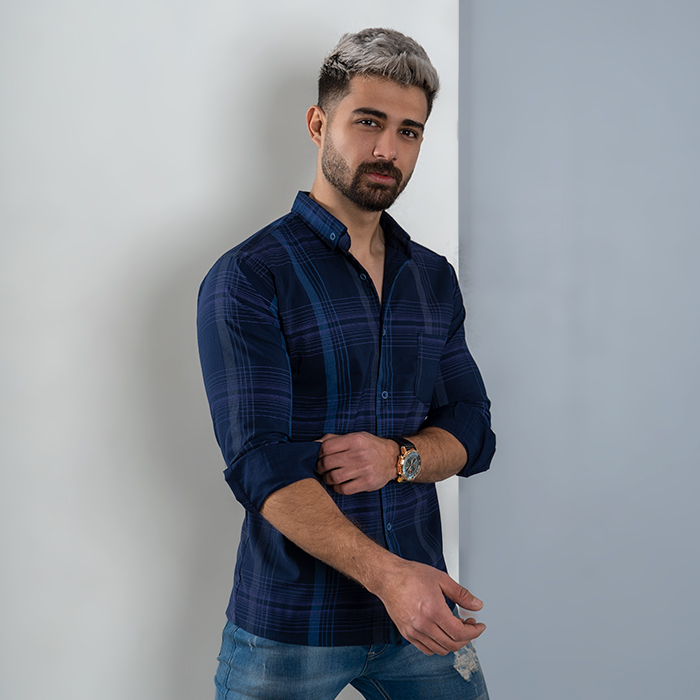 پیراهن مردانه سرمه ای مدل vahid