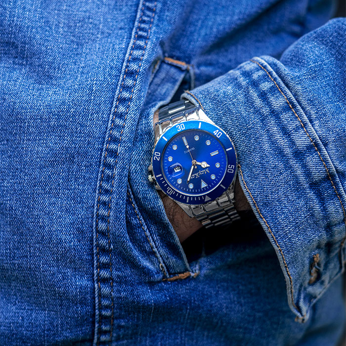 ساعت Mcy Kcy نقره ای صفحه آبی مدل 345