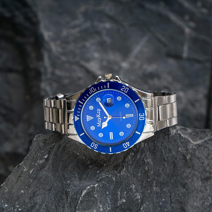 ساعت Mcy Kcy نقره ای صفحه آبی مدل 345