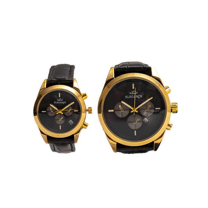 ست ساعت ELEGANCE مشکی طلایی مدل Leno