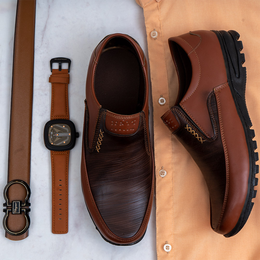 کفش رسمی عسلی مردانه مدل Hadi